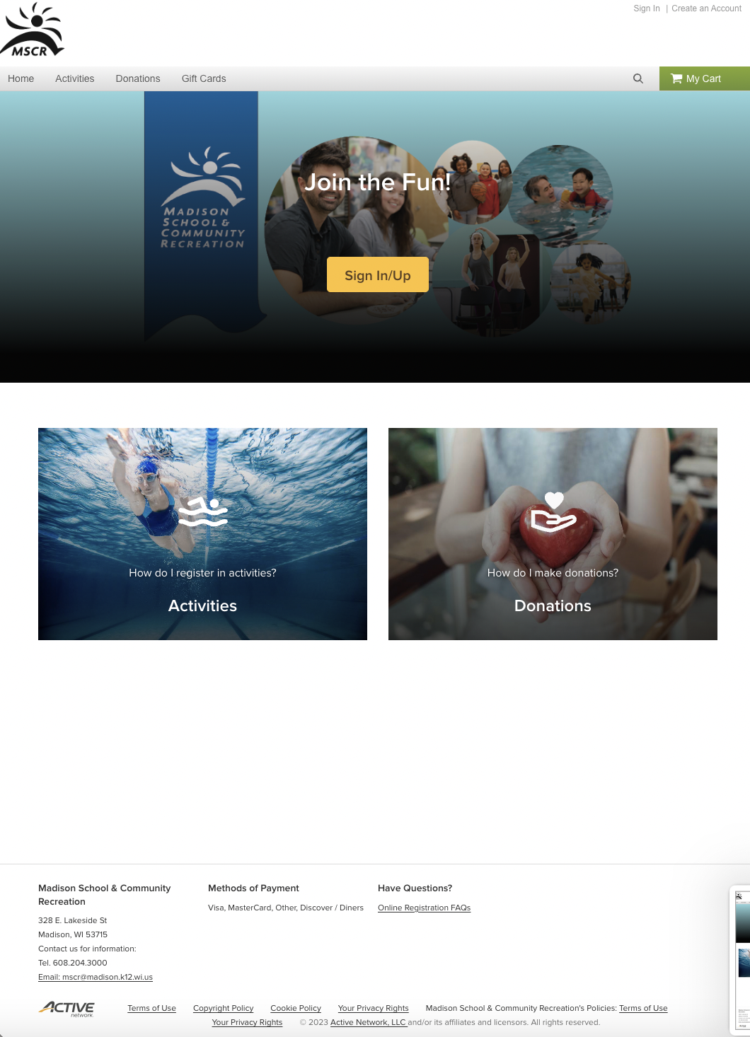 MSCR Class Enrollment Page