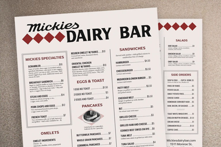 Mickie's Dairy Bar Menu