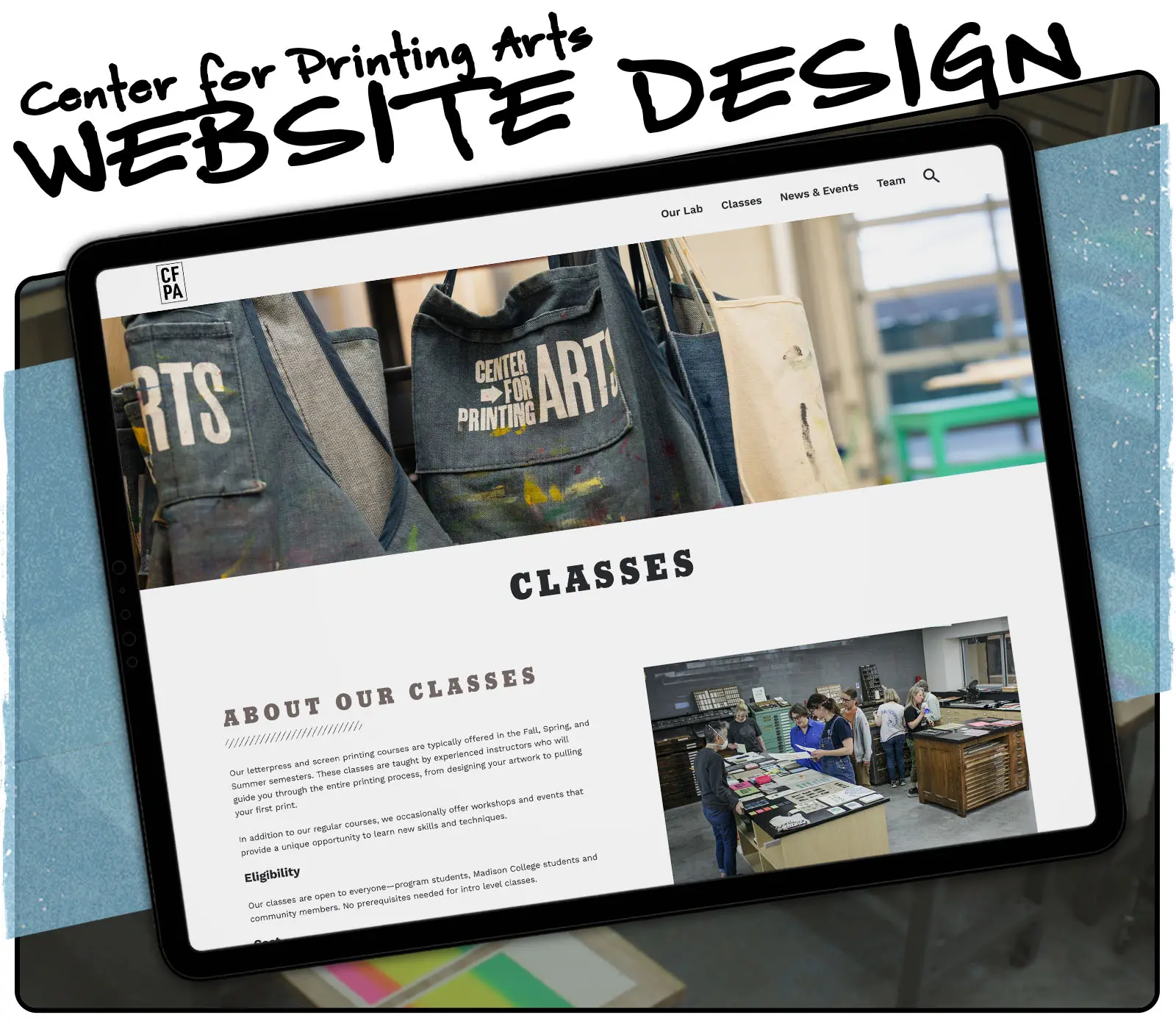 center for printing arts website design
